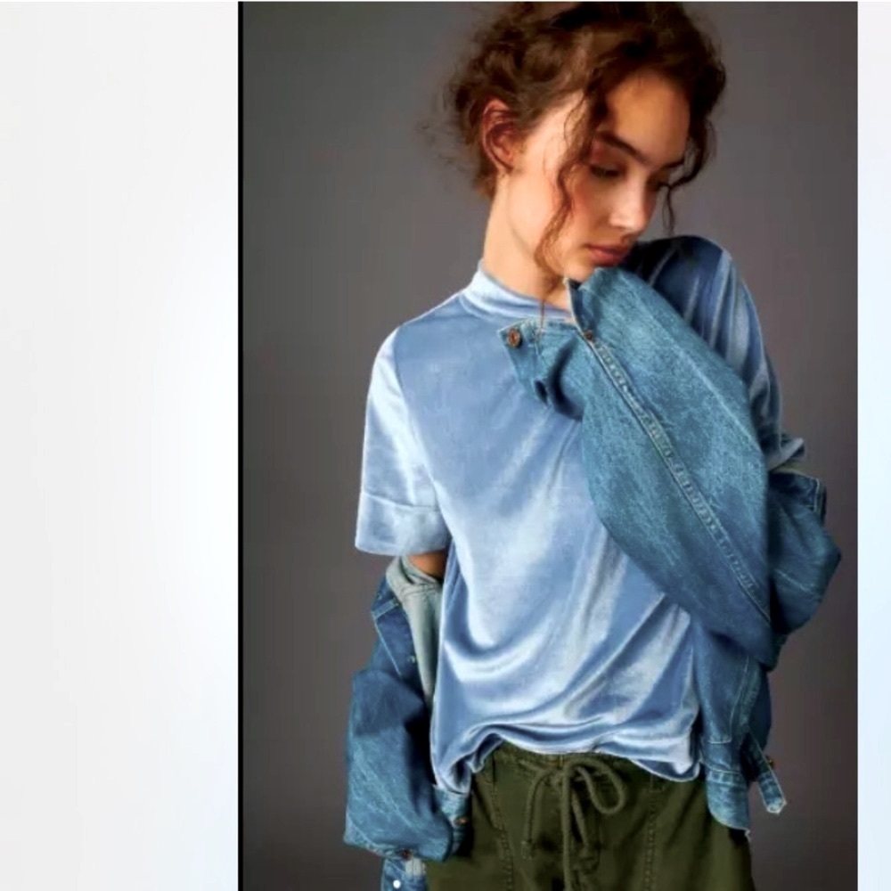 ANTHROPOLOGIE Krisha NWT Velvet Mock Neck Top Size S.